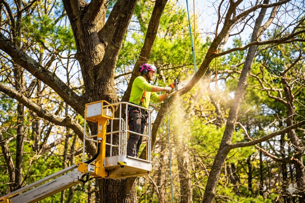 Professional tree pruning in Utah with proper branch cuts