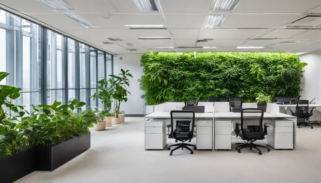 Interior plantscape design for office and commercial indoor spaces