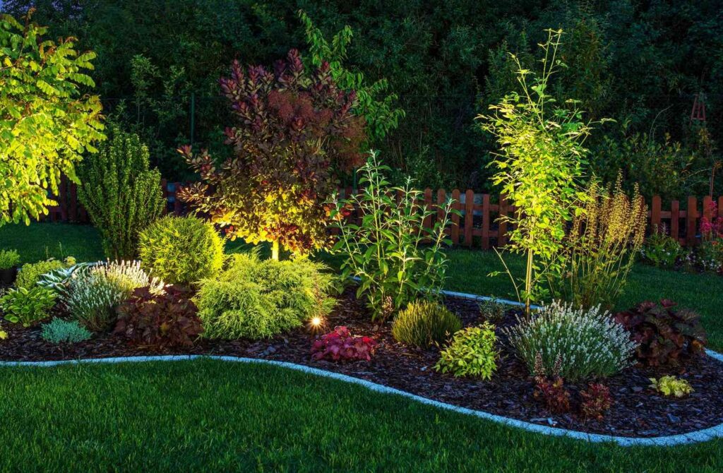 Outdoor uplighting for trees landscaping and home exterior walls