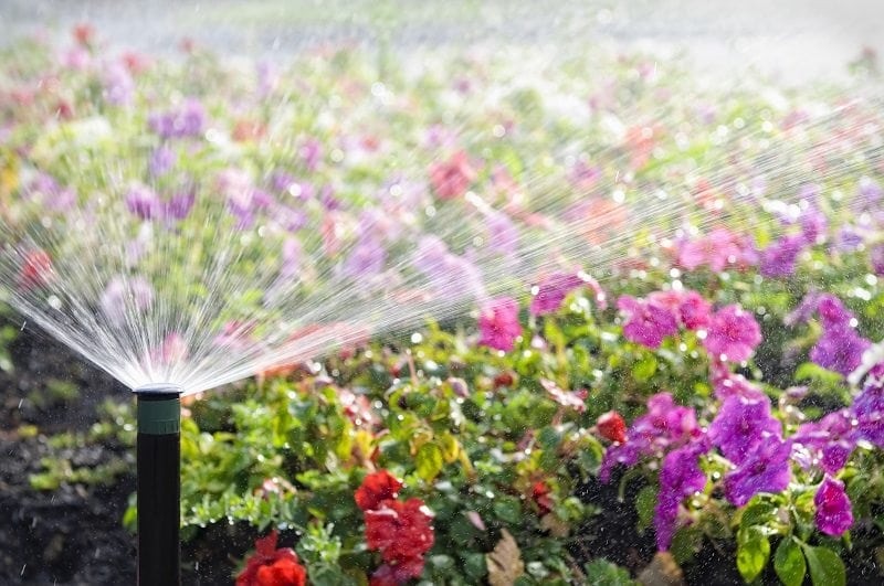 Efficient irrigation system watering a Utah landscape evenly