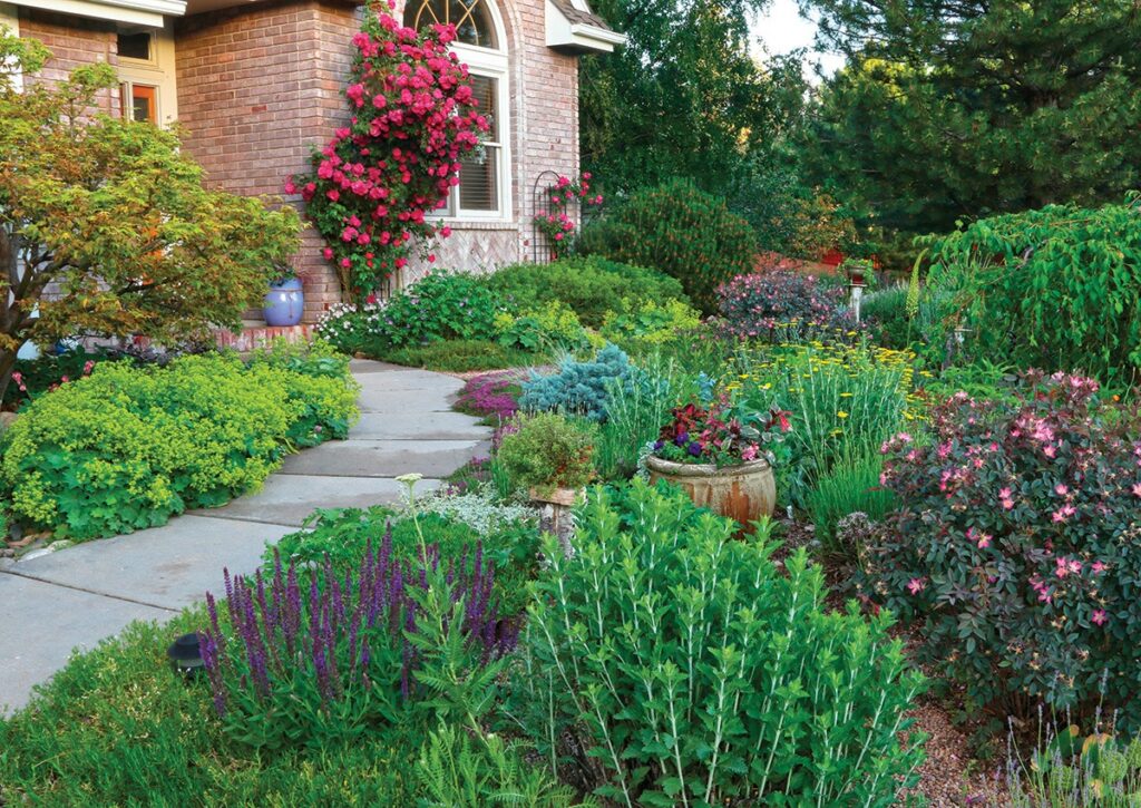 Eco-friendly landscaping for a Utah home with water-wise plants and mulch