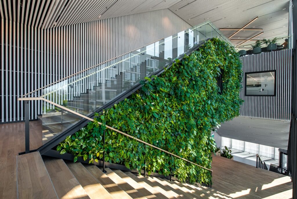 Beautiful interior landscaping in a commercial building maintained by professionals.