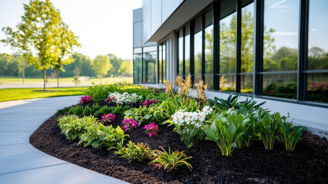 Commercial landscaping services in Salt Lake City for a professional property entrance